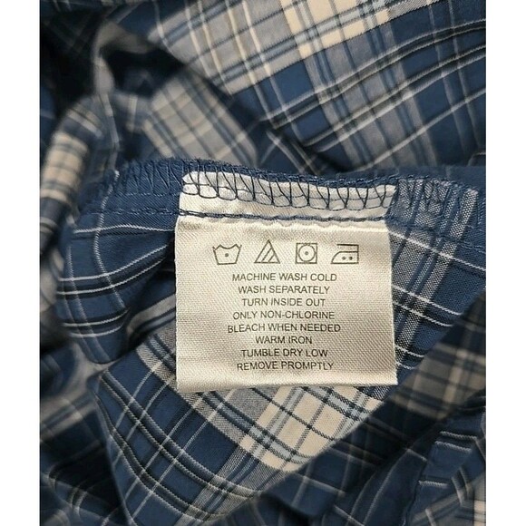 Wrangler Rugged Wear Wrinkle Resist Long Sleeve Button Shirt, Sz 2XT, Plaid Blue - Picture 8 of 8